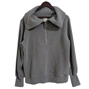 Varley Vine Half-Zip Ottoman Ribbed Sweater - Grey - Size M
